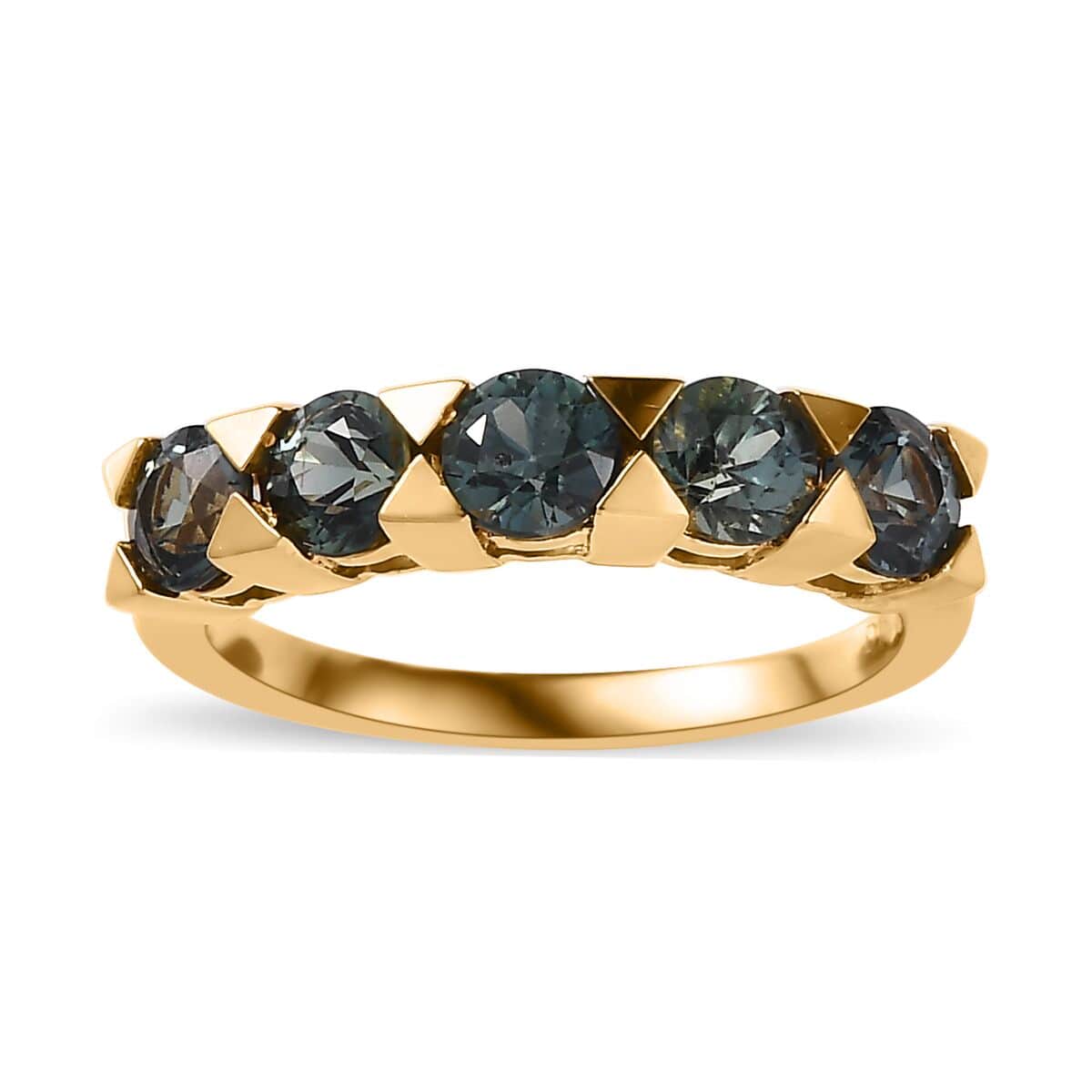 Doorbuster Premium Australian Sapphire 5 Stone Ring in Vermeil Yellow Gold Over Sterling Silver 1.60 ctw image number 0