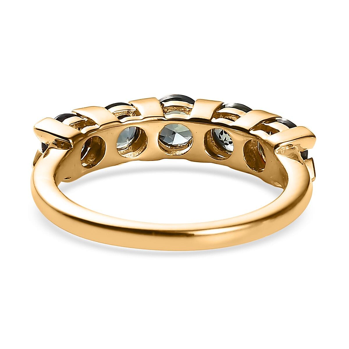 Premium Australian Sapphire 5 Stone Ring in Vermeil YG Over Sterling Silver (Size 10.0) 1.60 ctw