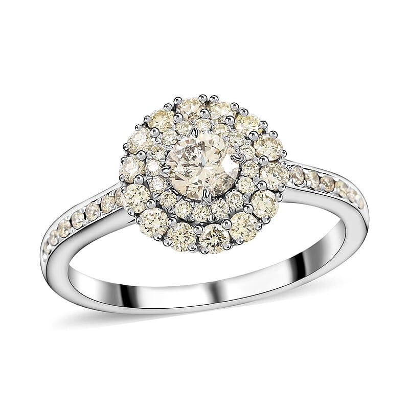Modani 14K White Gold G-H I2 Diamond Halo Ring (Size 10.0) 1.10 ctw