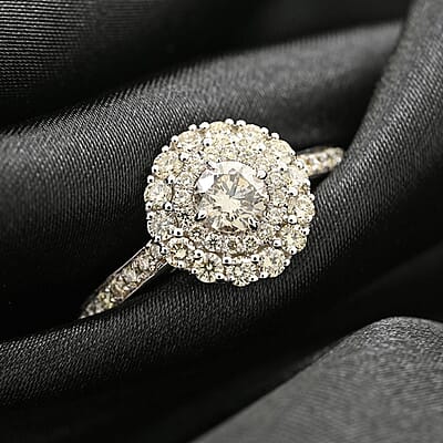 Modani 14K White Gold G-H I2 Diamond Halo Ring (Size 10.0) 1.10 ctw