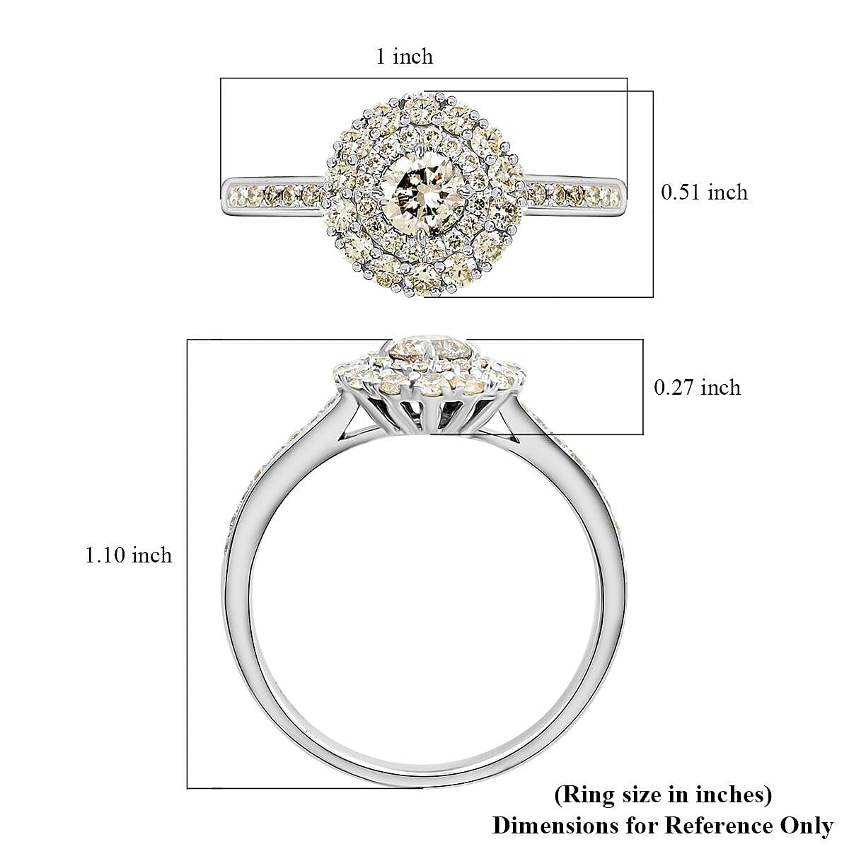 Modani 14K White Gold G-H I2 Diamond Halo Ring (Size 10.0) 1.10 ctw