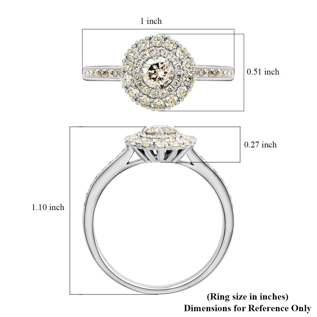 Modani 14K White Gold G-H I2 Diamond Halo Ring (Size 5.0) 1.10 ctw image number 4