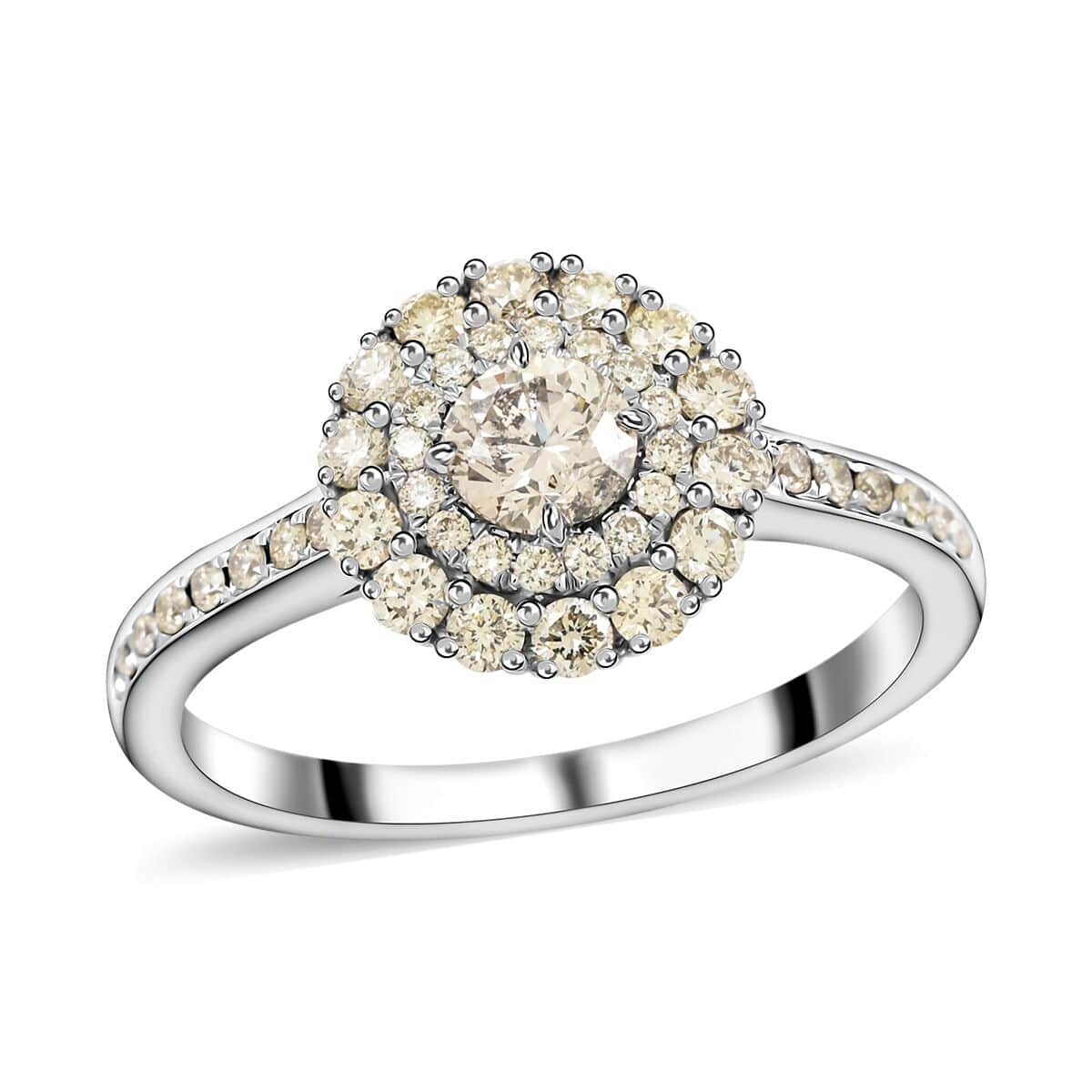 Modani 14K White Gold G-H I2 Diamond Halo Ring (Size 6.0) 1.10 ctw image number 0