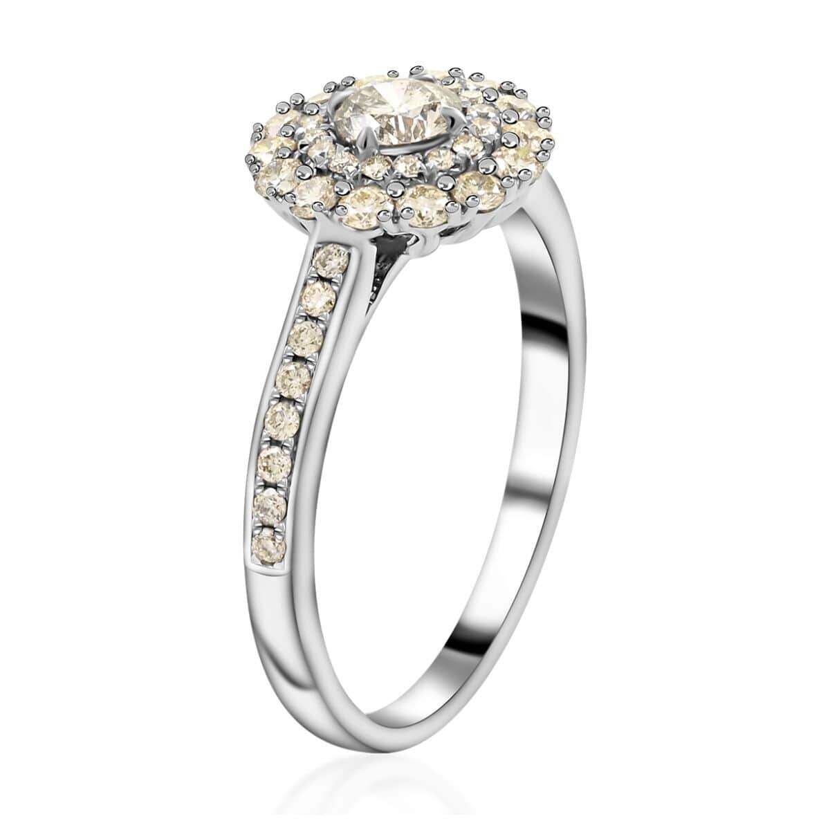 Modani 14K White Gold G-H I2 Diamond Halo Ring (Size 6.0) 1.10 ctw image number 3