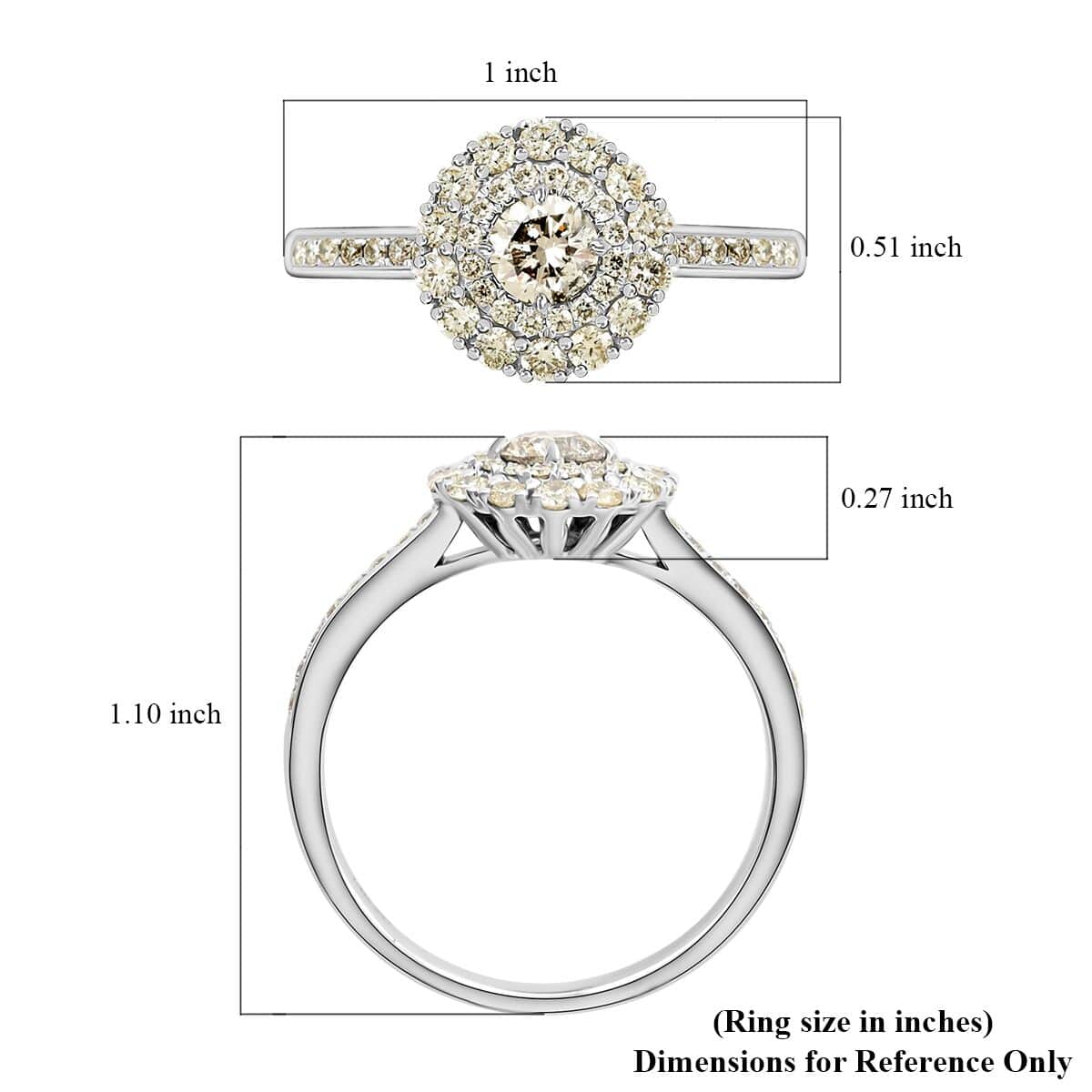Modani 14K White Gold G-H I2 Diamond Halo Ring (Size 6.0) 1.10 ctw image number 4