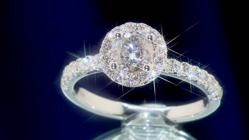 Modani 14K White Gold G-H I2 Diamond Halo Ring 1.10 ctw (Del. in 10-12 Days)