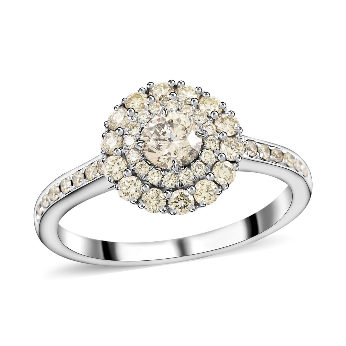 Modani 14K White Gold G-H I2 Diamond Halo Ring (Size 8.0) 1.10 ctw image number 0