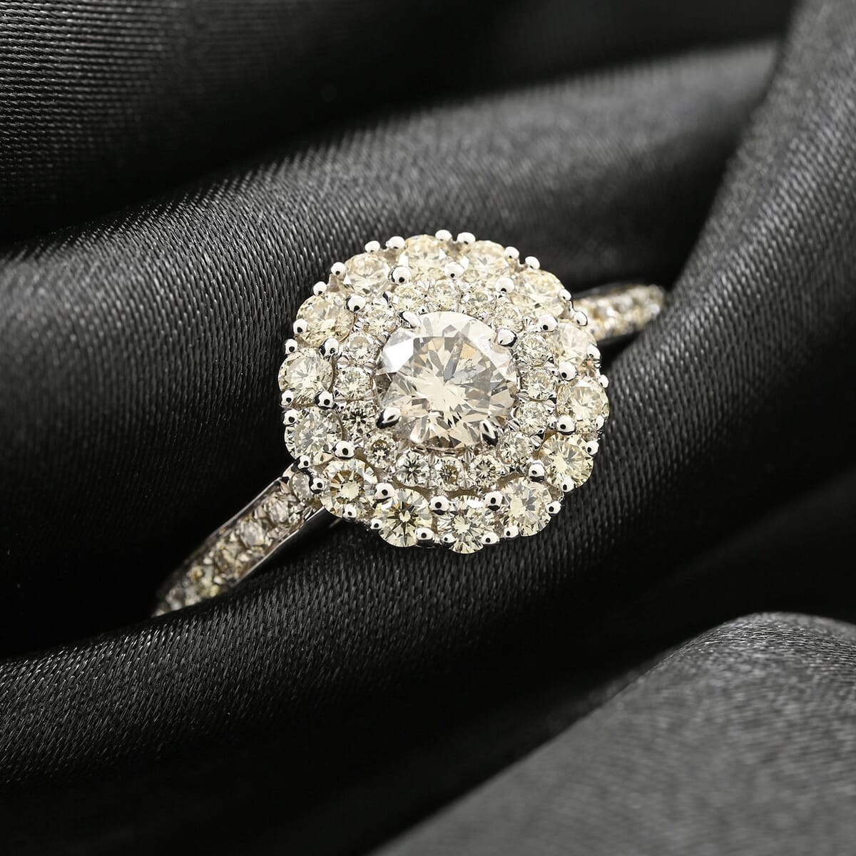 Modani 14K White Gold G-H I2 Diamond Halo Ring (Size 8.0) 1.10 ctw image number 1