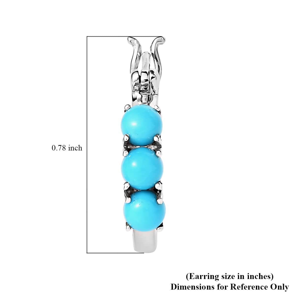 Sleeping Beauty Turquoise Hoop Earrings in Platinum Over Sterling Silver 1.75 ctw image number 4