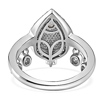 Ethiopian Welo Opal and White Zircon Ring in Platinum Over Sterling Silver (Size 6.0) 0.60 ctw