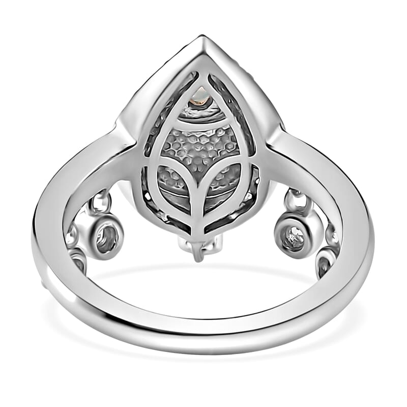 Ethiopian Welo Opal and White Zircon Ring in Platinum Over Sterling Silver (Size 6.0) 0.60 ctw