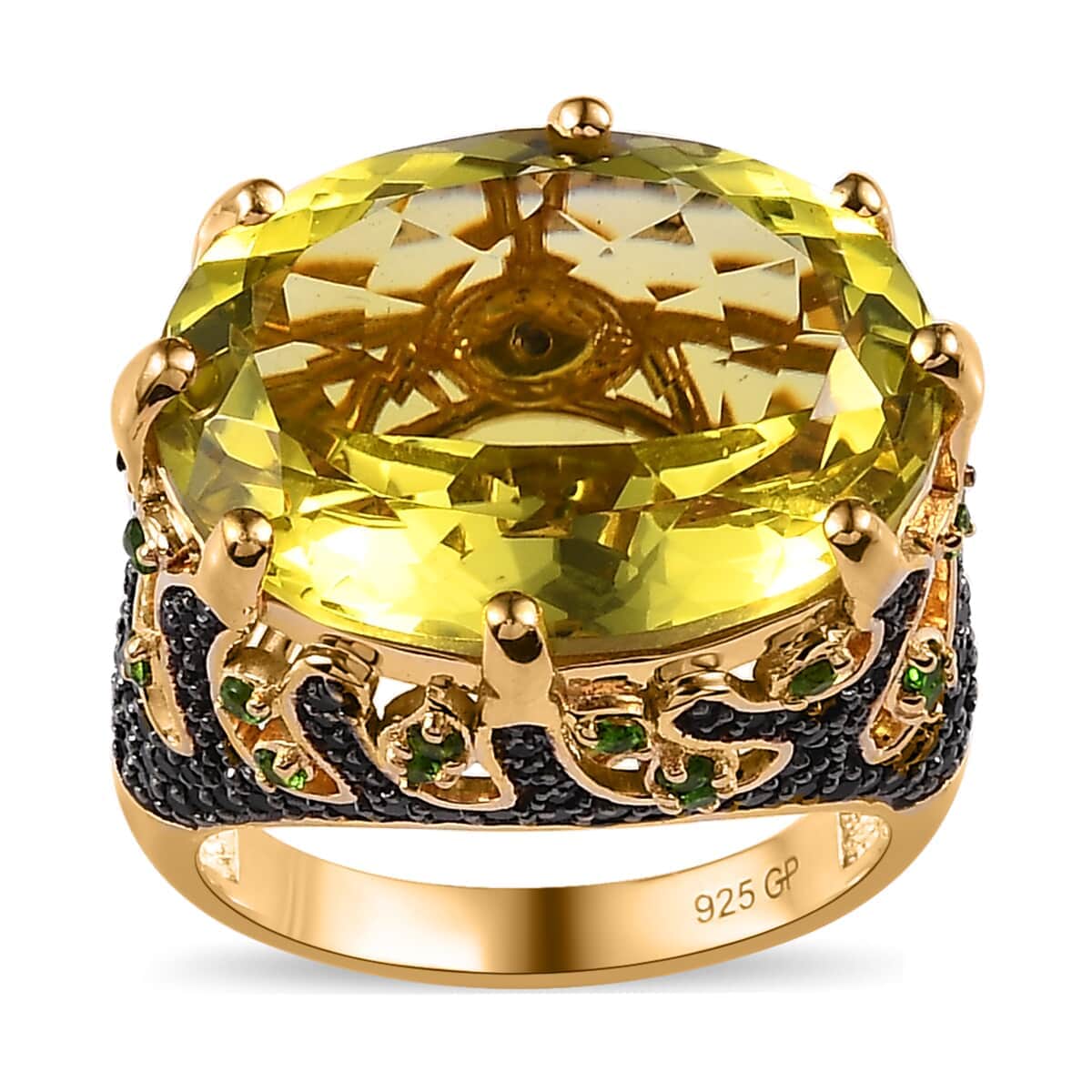 GP Vola Via Italian Garden Collection Premium Brazilian Green Gold Quartz and Multi Gemstone Ring in Vermeil Yellow Gold Over Sterling Silver 19.50 ctw image number 0