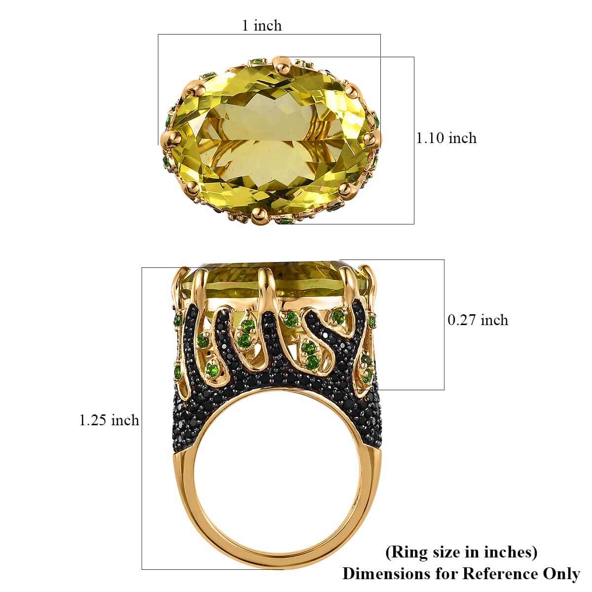 GP Vola Via Italian Garden Collection Premium Brazilian Green Gold Quartz and Multi Gemstone Ring in Vermeil Yellow Gold Over Sterling Silver 19.50 ctw image number 5