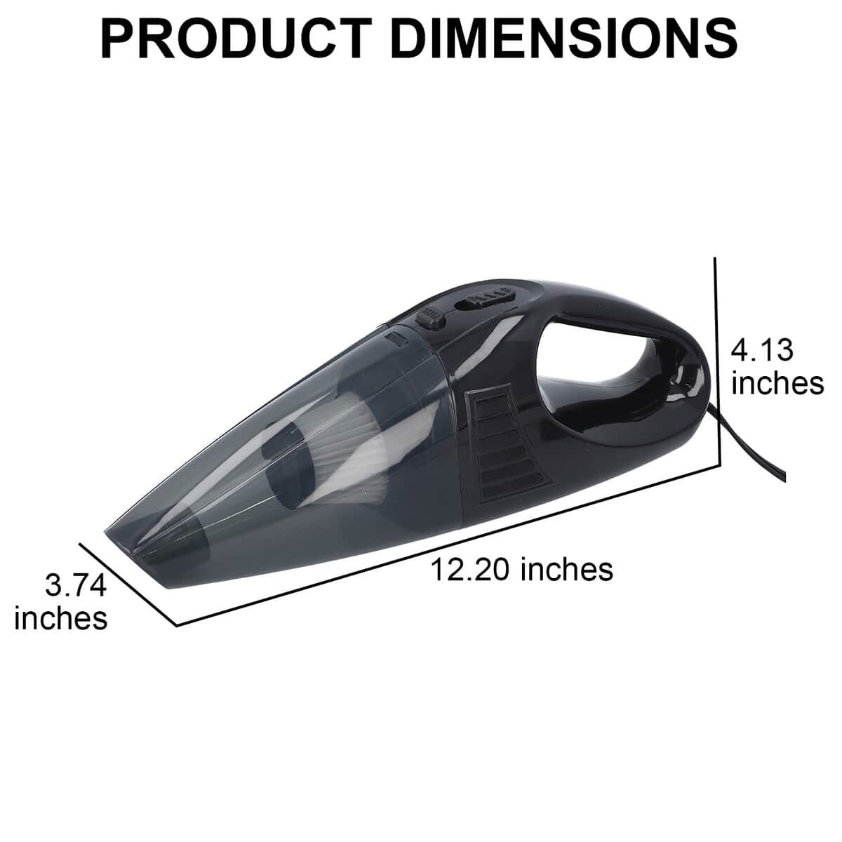 HOMESMART Black Car Vacuum Cleaner with Accessories (12.2"x3.74"x4.13") (Power 65W) image number 3