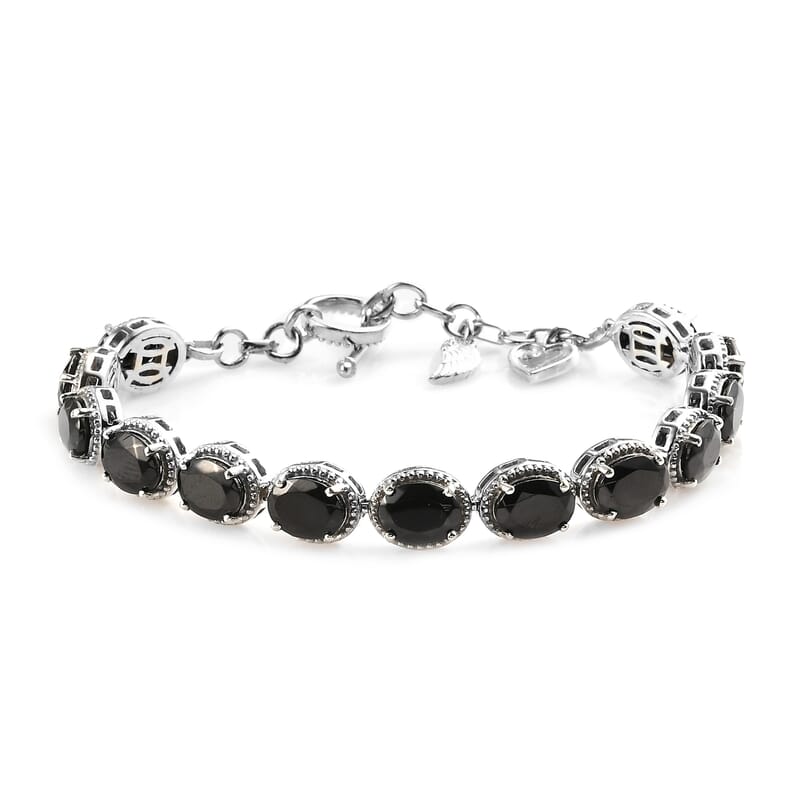 Elite Shungite and White Zircon Bracelet in Platinum Over Sterling Silver (7.25 In) 10.10 ctw