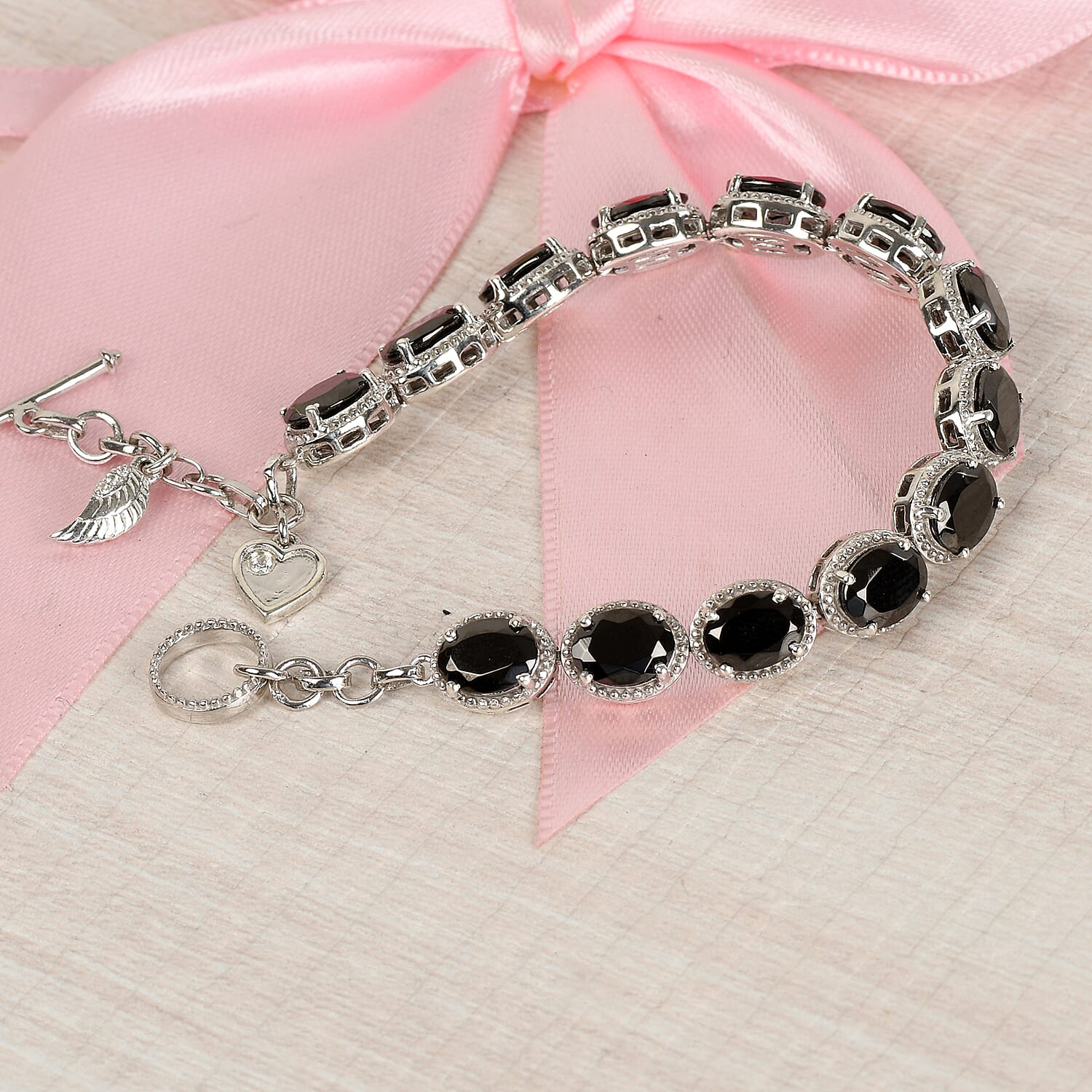 Elite Shungite and White Zircon Bracelet in Platinum Over Sterling Silver (7.25 In) 10.10 ctw