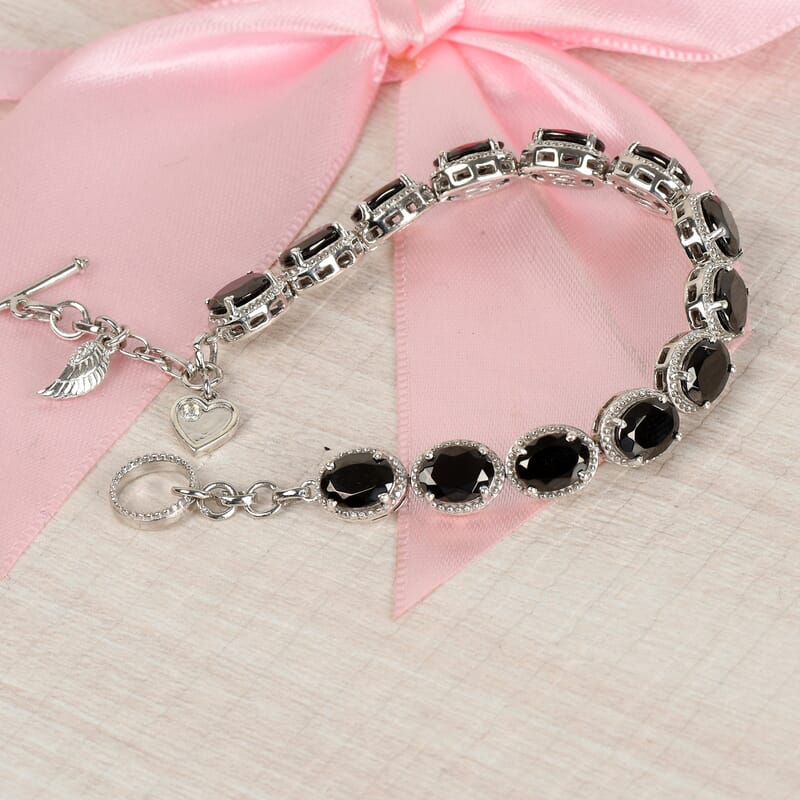 Elite Shungite and White Zircon Bracelet in Platinum Over Sterling Silver (7.25 In) 10.10 ctw