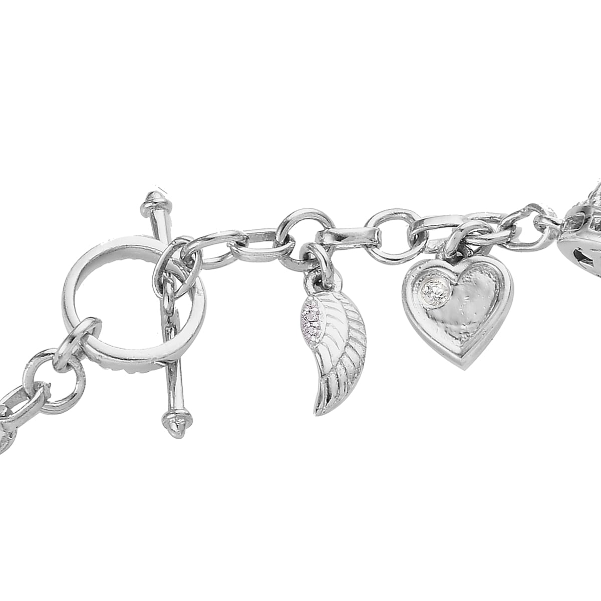 Elite Shungite and White Zircon Bracelet in Platinum Over Sterling Silver (7.25 In) 10.10 ctw
