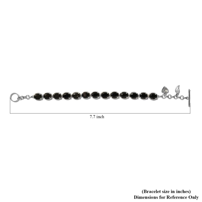 Elite Shungite and White Zircon Bracelet in Platinum Over Sterling Silver (7.25 In) 10.10 ctw