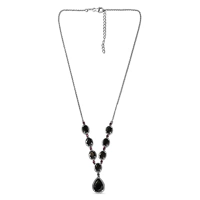 Elite Shungite Orissa Rhodolite Garnet Necklace (18-20 Inches) in Platinum Over Sterling Silver, Shungite Necklace, Silver Jewelry 9.50 ctw