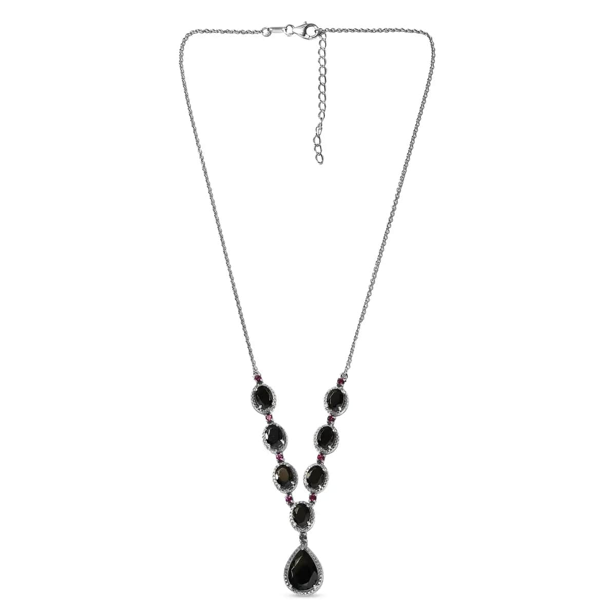 Elite Shungite Orissa Rhodolite Garnet Necklace (18-20 Inches) in Platinum Over Sterling Silver, Shungite Necklace, Silver Jewelry 9.50 ctw image number 4