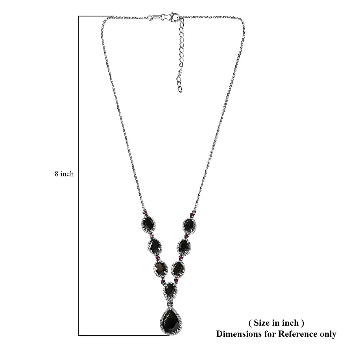 Elite Shungite Orissa Rhodolite Garnet Necklace (18-20 Inches) in Platinum Over Sterling Silver, Shungite Necklace, Silver Jewelry 9.50 ctw