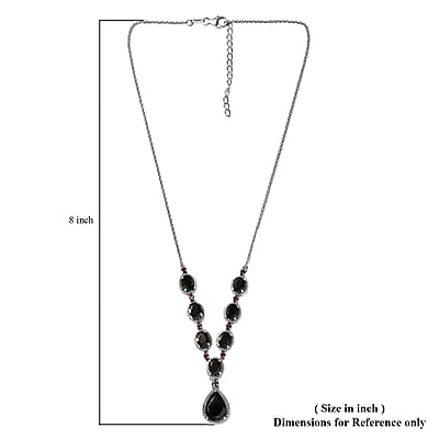 Elite Shungite Orissa Rhodolite Garnet Necklace (18-20 Inches) in Platinum Over Sterling Silver, Shungite Necklace, Silver Jewelry 9.50 ctw