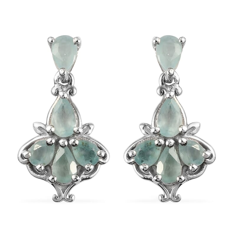Premium Grandidierite Dangle Earrings in Platinum Over Sterling Silver 1.85 ctw