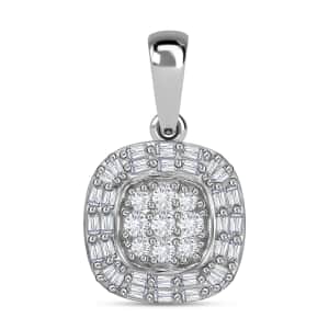 Diamond Cluster Pendant in Platinum Over Sterling Silver 0.33 ctw
