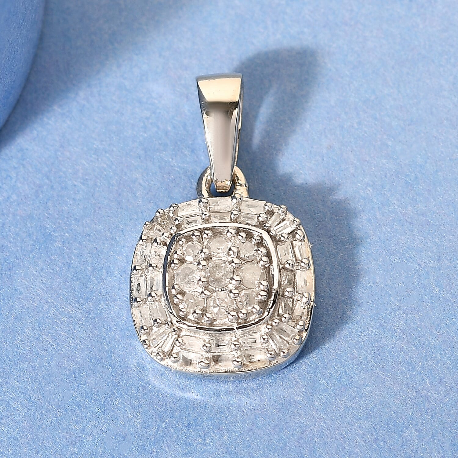 Diamond Cluster Pendant in Platinum Over Sterling Silver 0.33 ctw