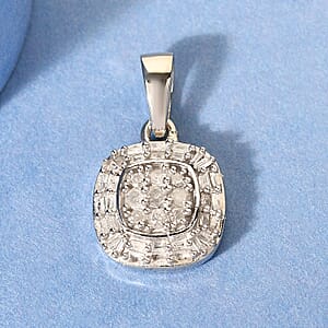 Diamond Cluster Pendant in Platinum Over Sterling Silver 0.33 ctw