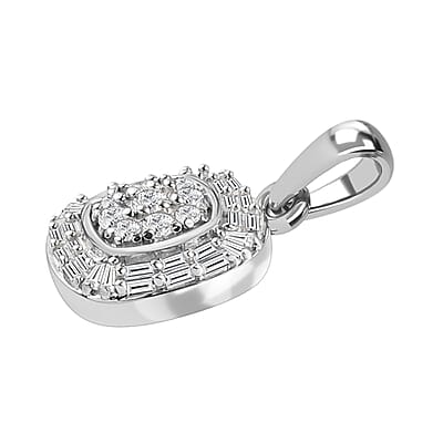 Diamond Cluster Pendant in Platinum Over Sterling Silver 0.33 ctw