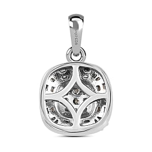 Diamond Cluster Pendant in Platinum Over Sterling Silver 0.33 ctw