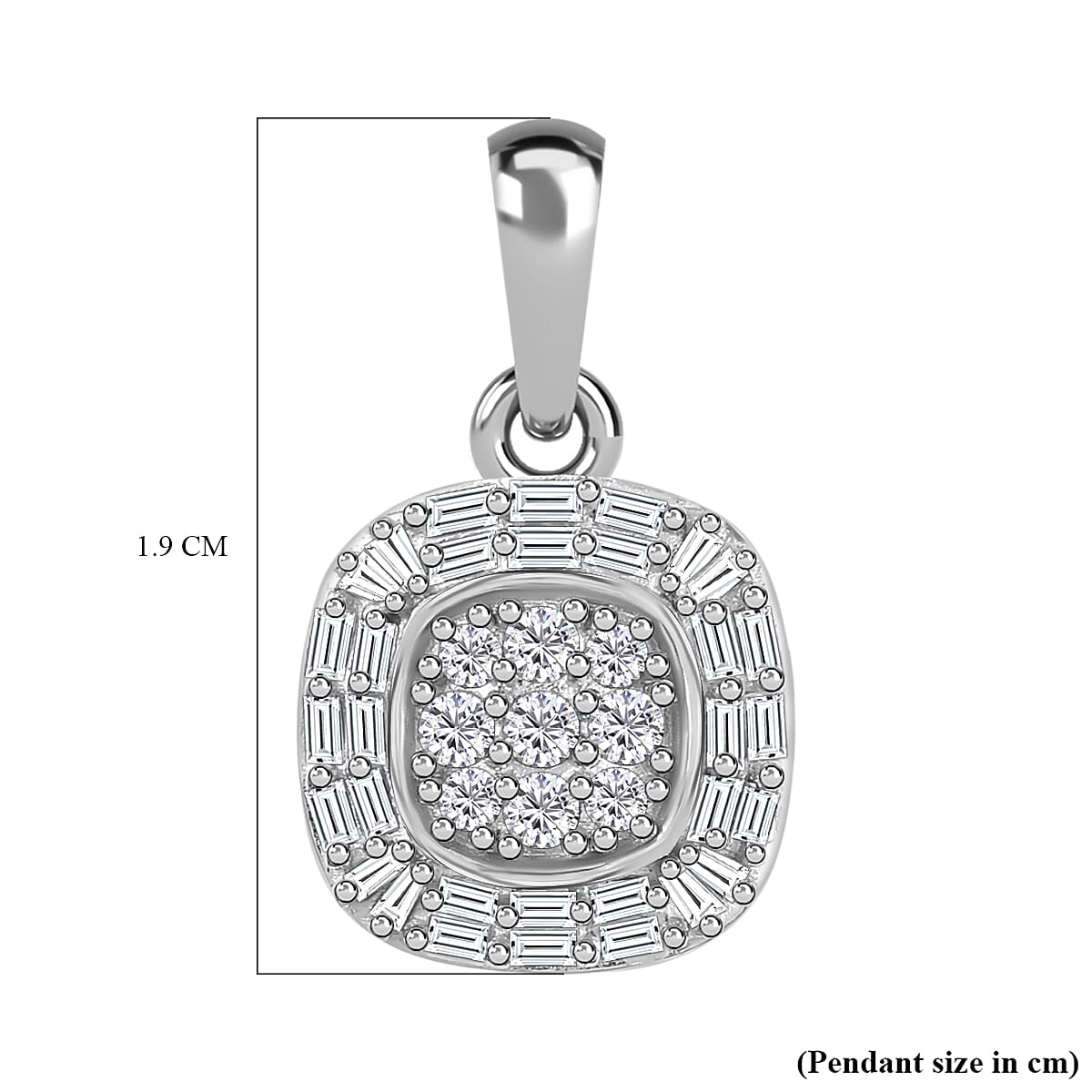 Diamond Cluster Pendant in Platinum Over Sterling Silver 0.33 ctw