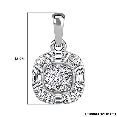 Diamond Cluster Pendant in Platinum Over Sterling Silver 0.33 ctw