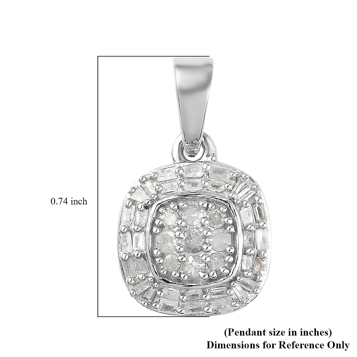 Diamond Cluster Pendant in Platinum Over Sterling Silver 0.33 ctw