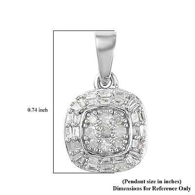 Diamond Cluster Pendant in Platinum Over Sterling Silver 0.33 ctw