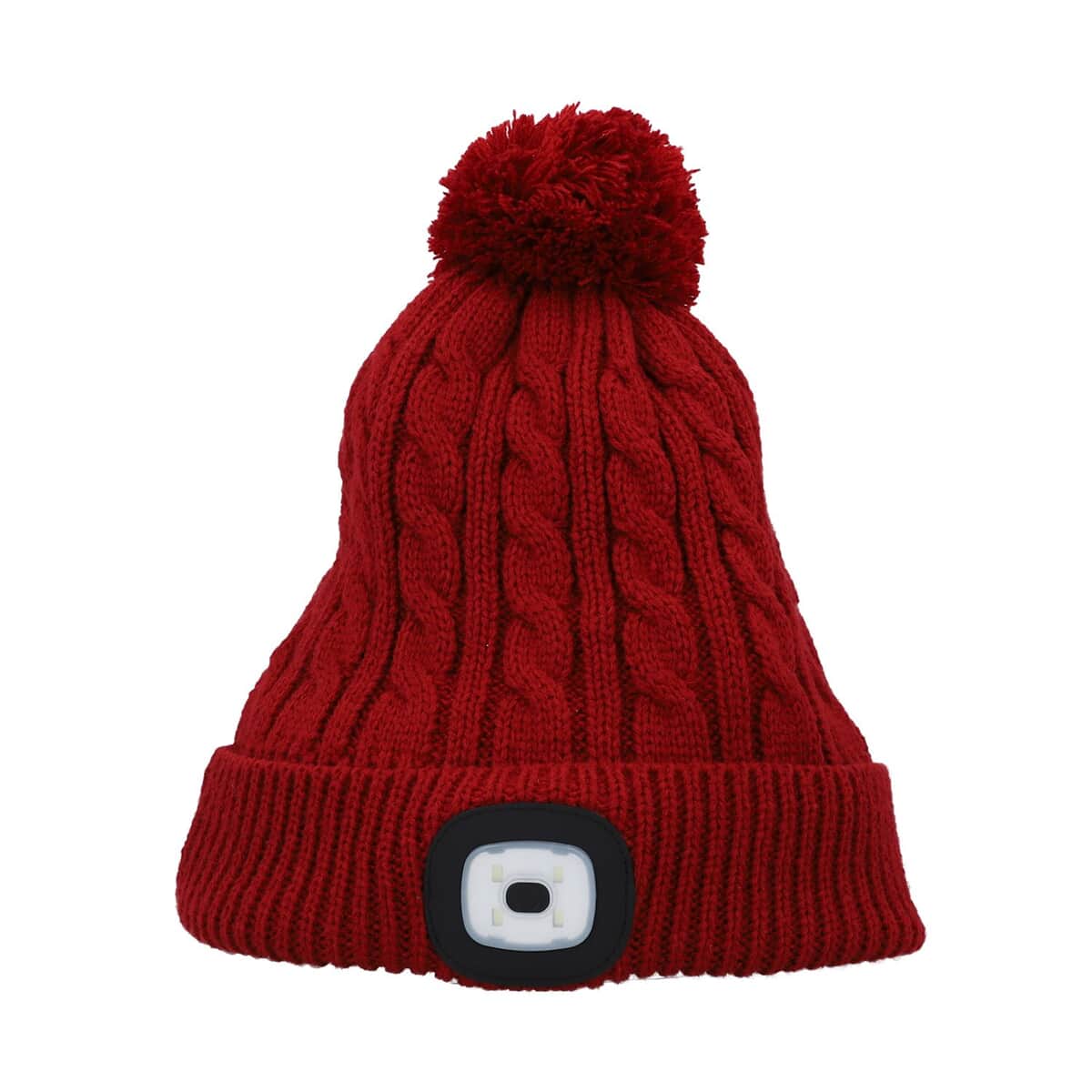Homesmart Rechargeable Waterproof LED Beanie Hat with Sherpa Lining and Faux Fur Bubbles - Red image number 0
