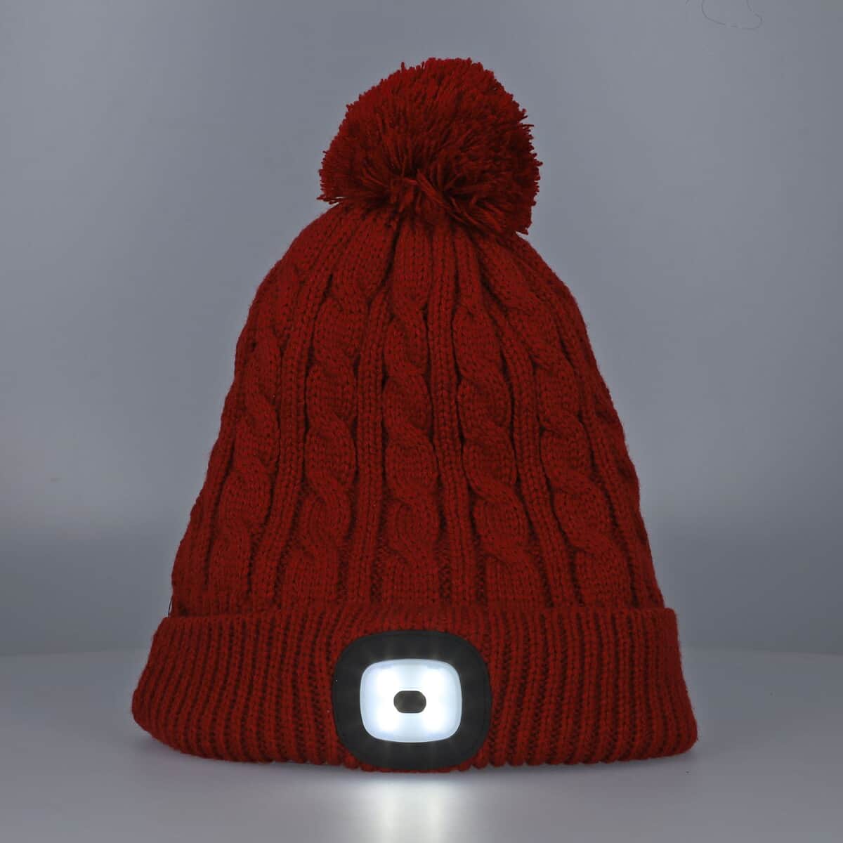 Homesmart Rechargeable Waterproof LED Beanie Hat with Sherpa Lining and Faux Fur Bubbles - Red image number 1