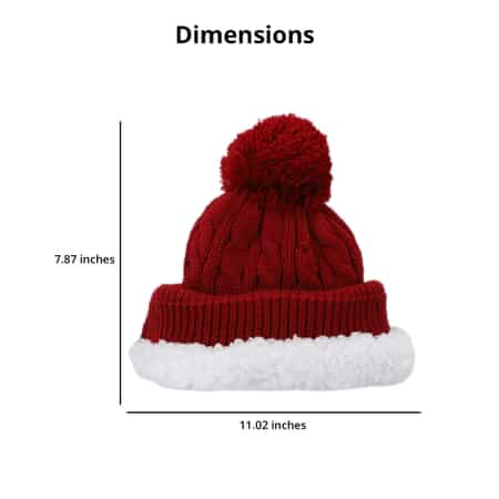 Homesmart Rechargeable Waterproof LED Beanie Hat with Sherpa Lining and Faux Fur Bubbles - Red image number 3