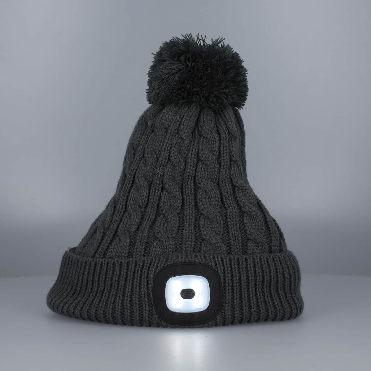 Homesmart Rechargeable Waterproof LED Beanie Hat with Sherpa Lining and Faux Fur Bubbles - Grey image number 1