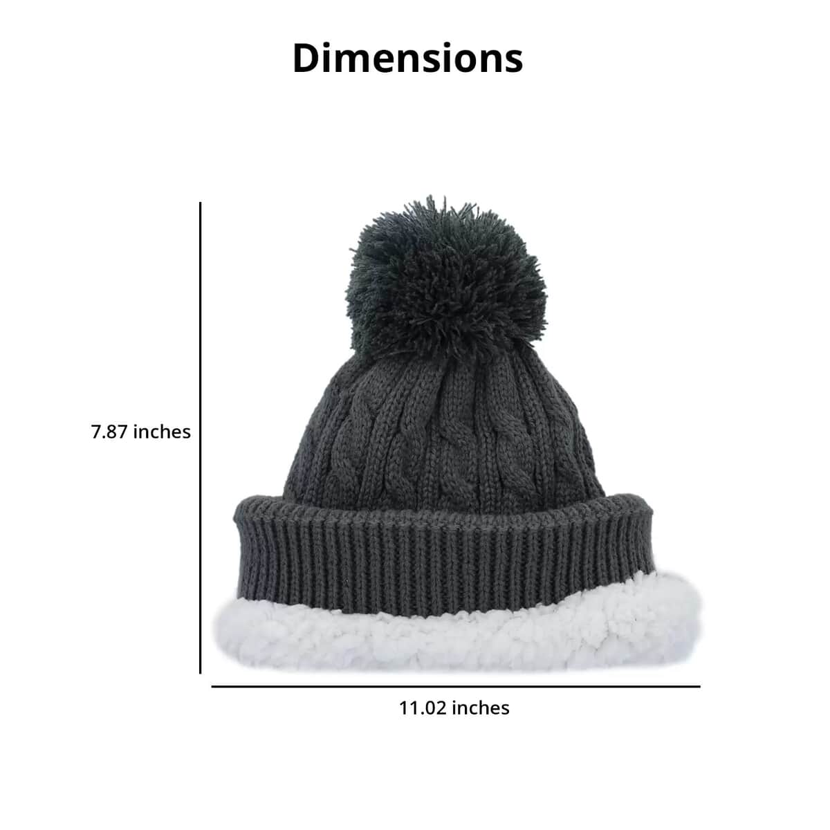 Homesmart Rechargeable Waterproof LED Beanie Hat with Sherpa Lining and Faux Fur Bubbles - Grey image number 3