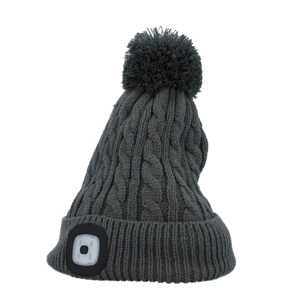 Homesmart Rechargeable Waterproof LED Beanie Hat with Sherpa Lining and Faux Fur Bubbles - Grey image number 4