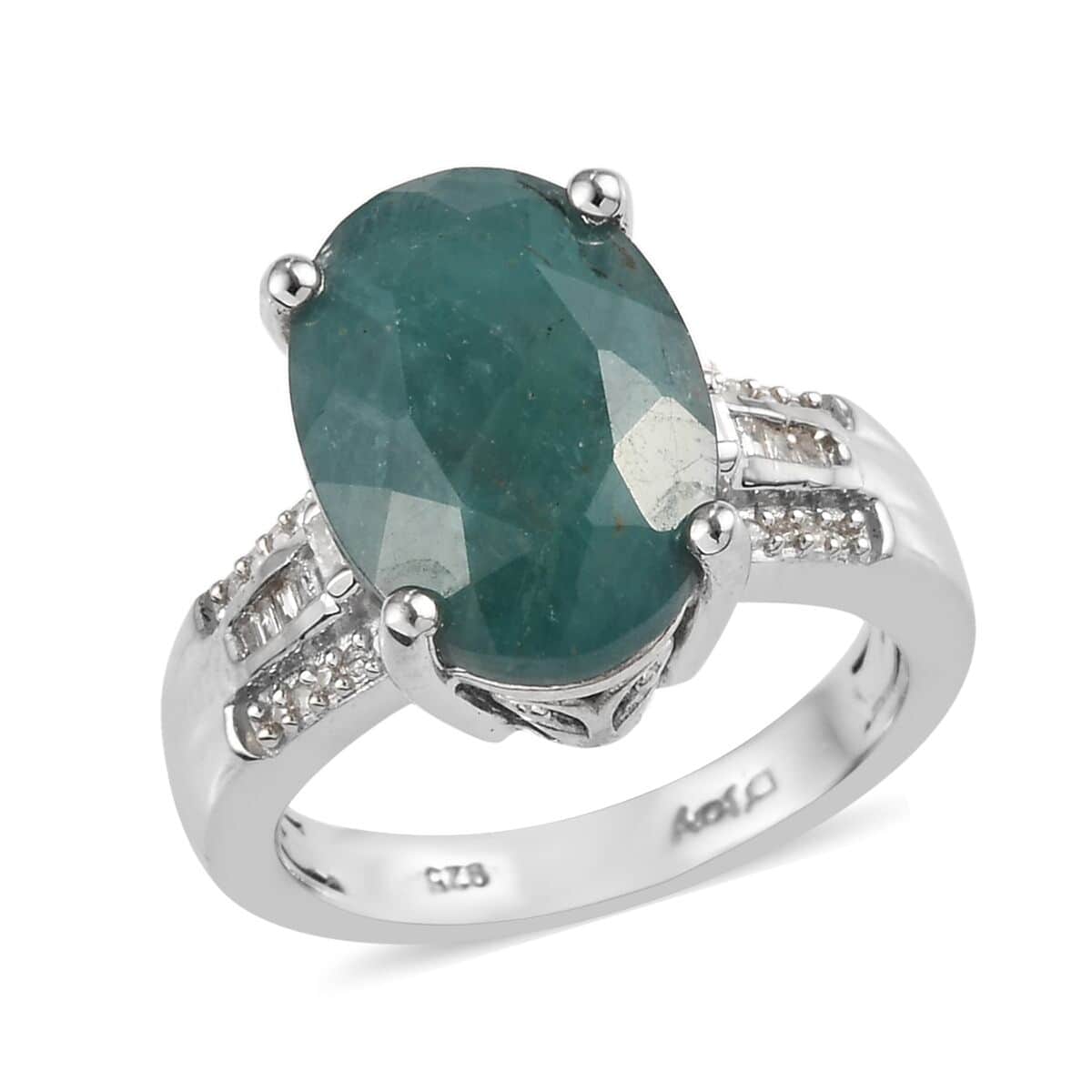 Grandidierite and Diamond Ring in Platinum Over Sterling Silver 6.30 ctw image number 0