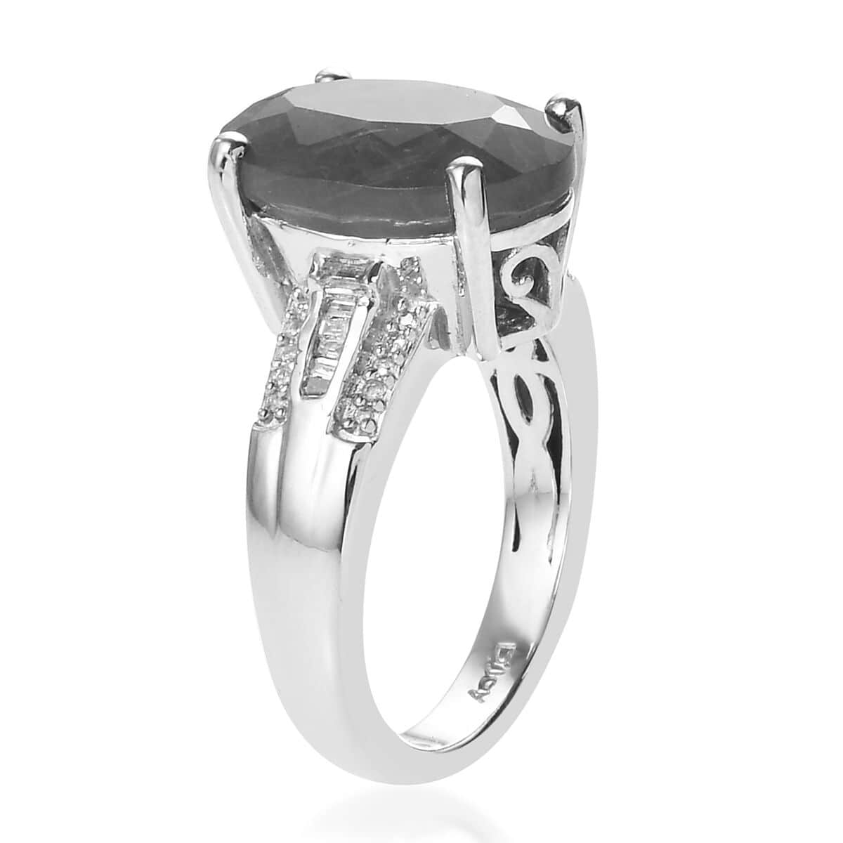 Premium Grandidierite and Diamond Ring in Platinum Over Sterling Silver (Size 7.0) 5.90 ctw image number 3