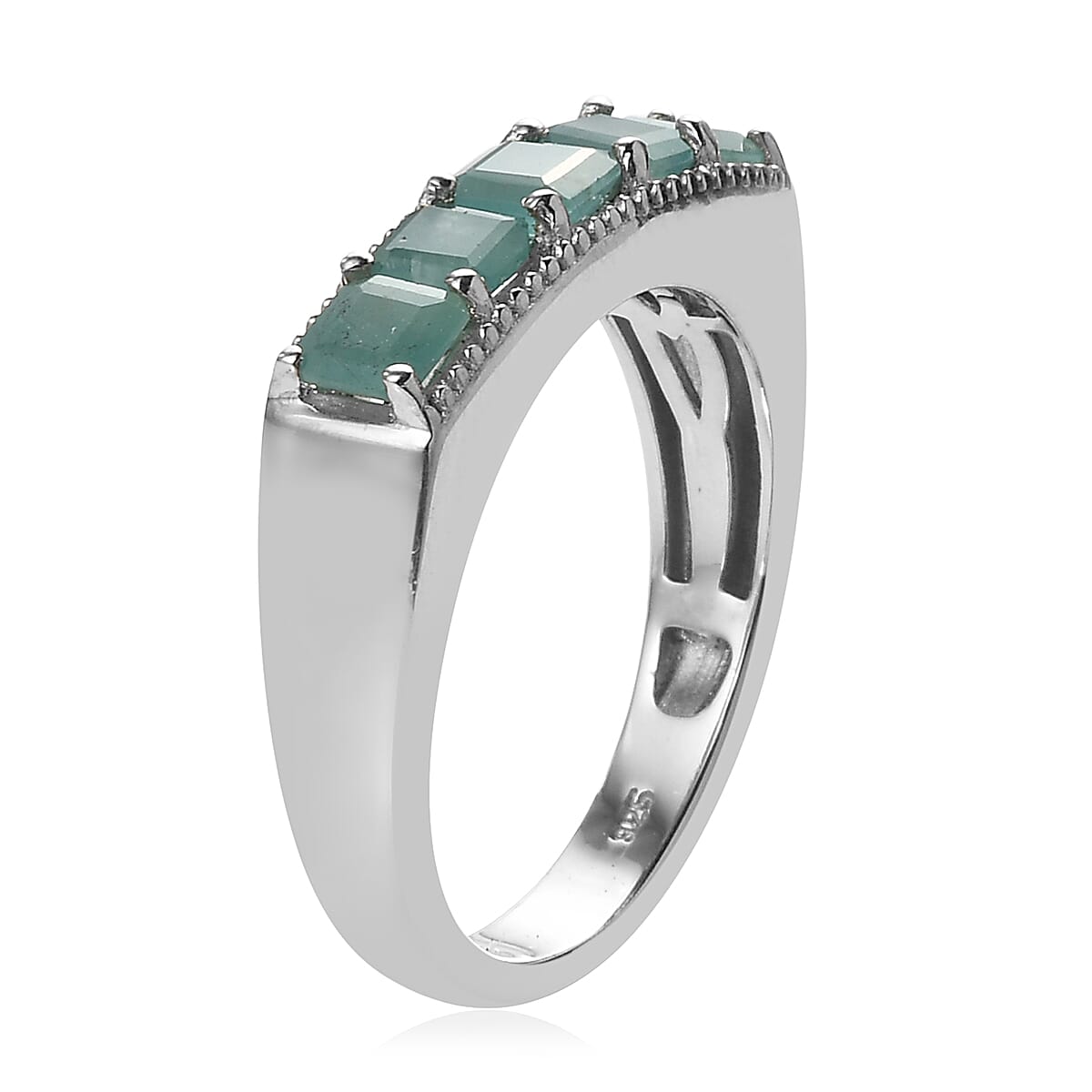 Asscher Cut Premium Grandidierite 5 Stone Men's Ring in Platinum Over Sterling Silver 1.65 ctw image number 3