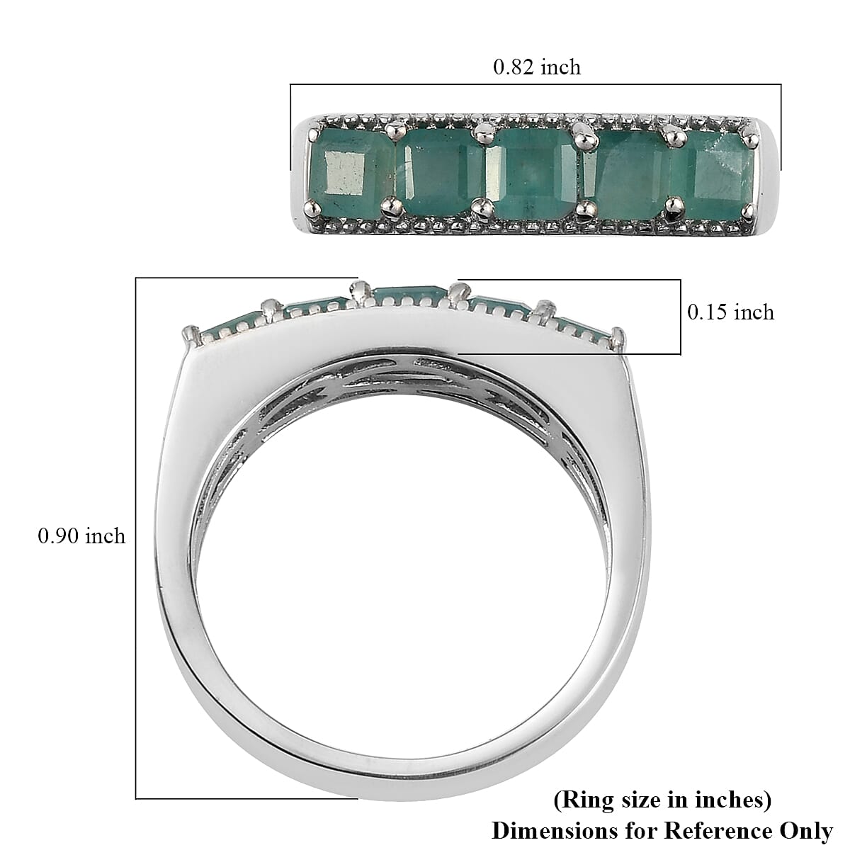 Asscher Cut Premium Grandidierite 5 Stone Men's Ring in Platinum Over Sterling Silver (Size 10.0) 1.65 ctw
