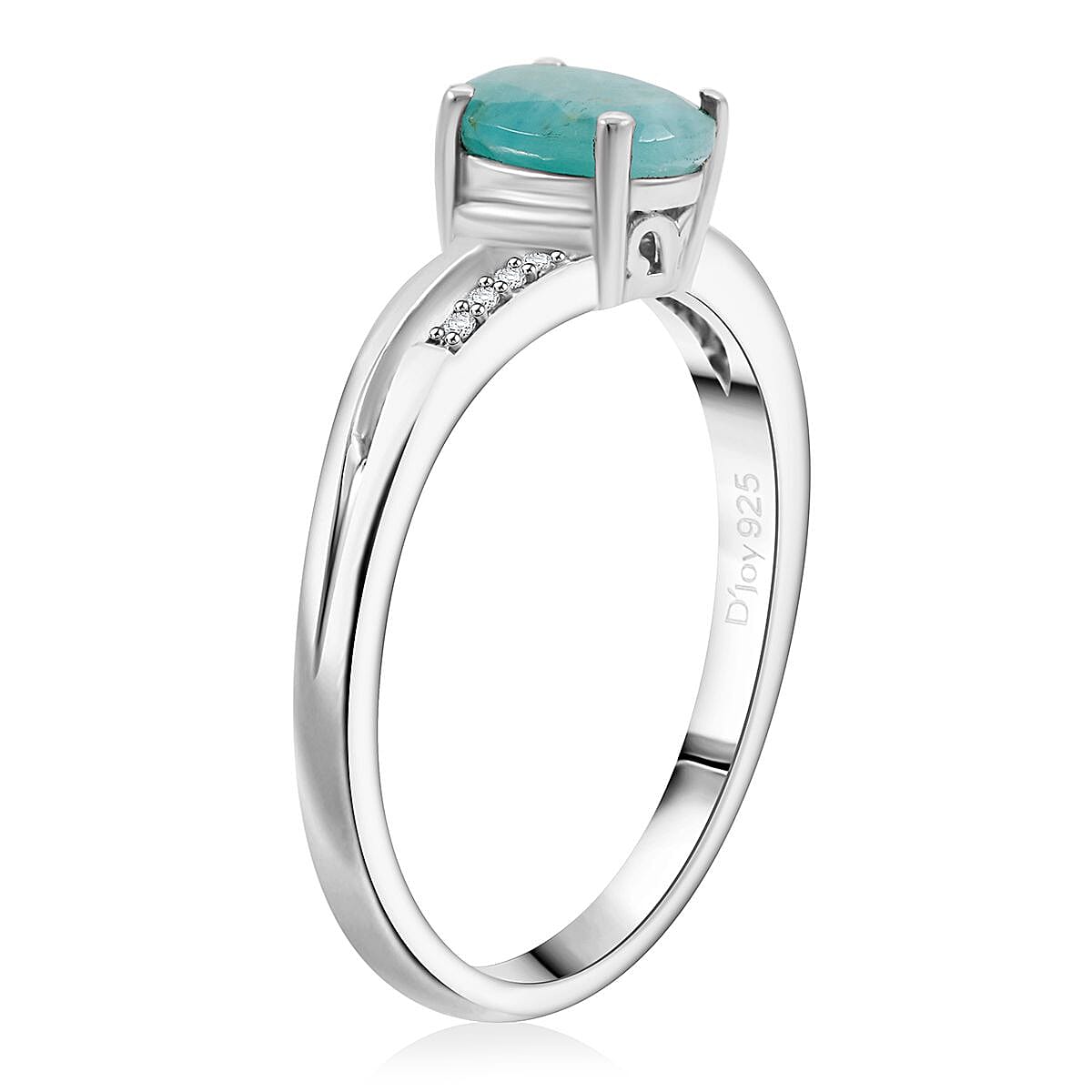Premium Grandidierite and Natural White Zircon Split Shank Ring in Platinum Over Sterling Silver (Size 10.0) 1.25 ctw