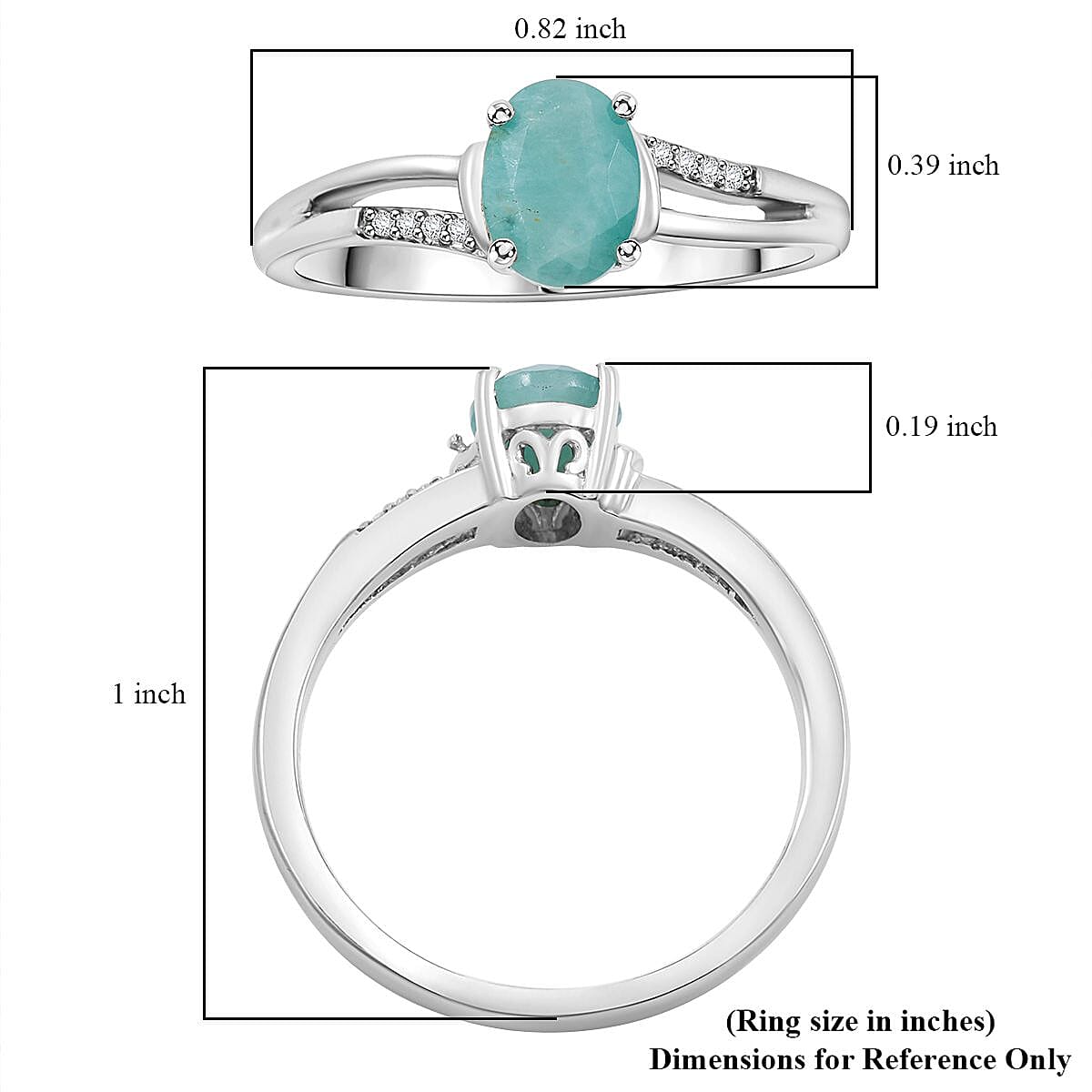 Premium Grandidierite and Natural White Zircon Split Shank Ring in Platinum Over Sterling Silver (Size 10.0) 1.25 ctw