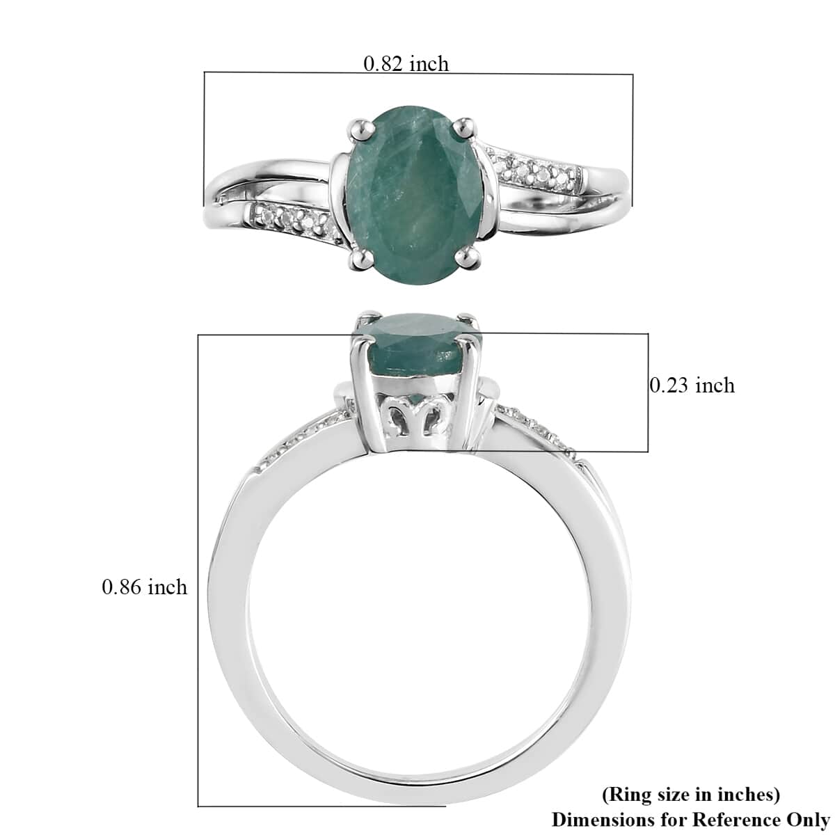 Premium Grandidierite and Natural White Zircon Split Shank Ring in Platinum Over Sterling Silver (Size 7.0) 1.25 ctw image number 5